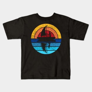 Fishing Outdoors Retro Sunset Design Kids T-Shirt